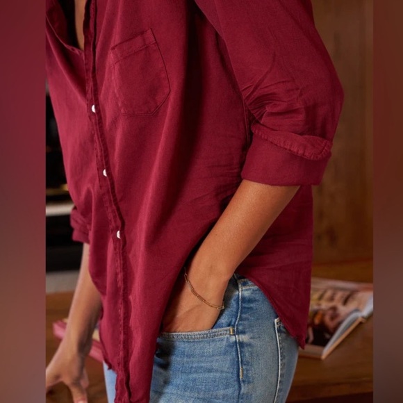 Frank & Eileen - Eileen Relaxed Button-Up Shirt in Garnet, Size small 1332 - Picture 4 of 8